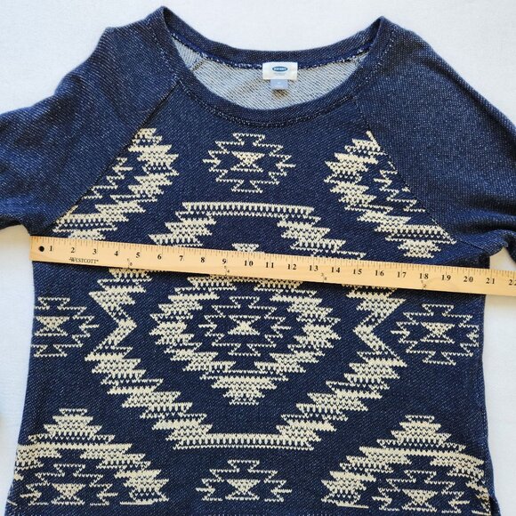 Old Navy Blue Cream Aztec Print Sweatshirt Southwest Comfy Cozy Casual Fall Cute - Picture 7 of 8